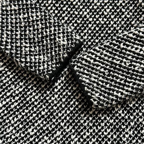 Zara Knit Sweater Boat Neck Long Sleeve Black White Wool Blend Size M Casual - Picture 11 of 13